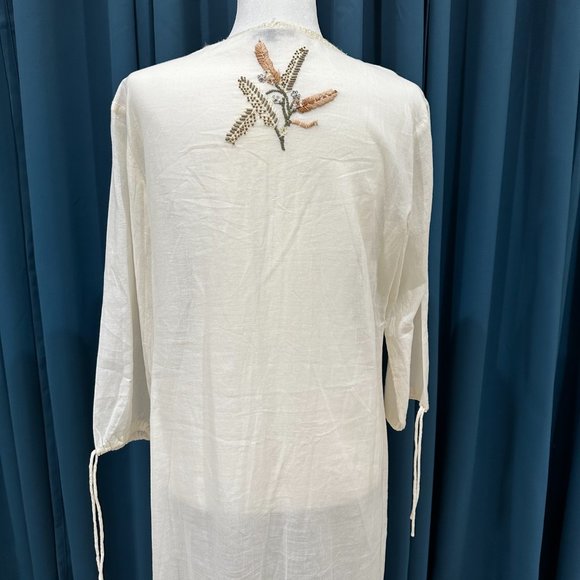 JO NO FUI Beige/off-white Rhinestone Cotton Dress - Picture 6 of 10